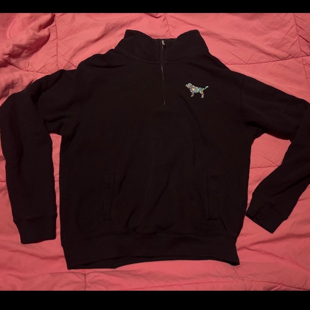 sparkly back black half zip from PINK
